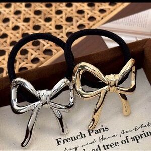 Elegant Gold and Silver Bow Hair Ties